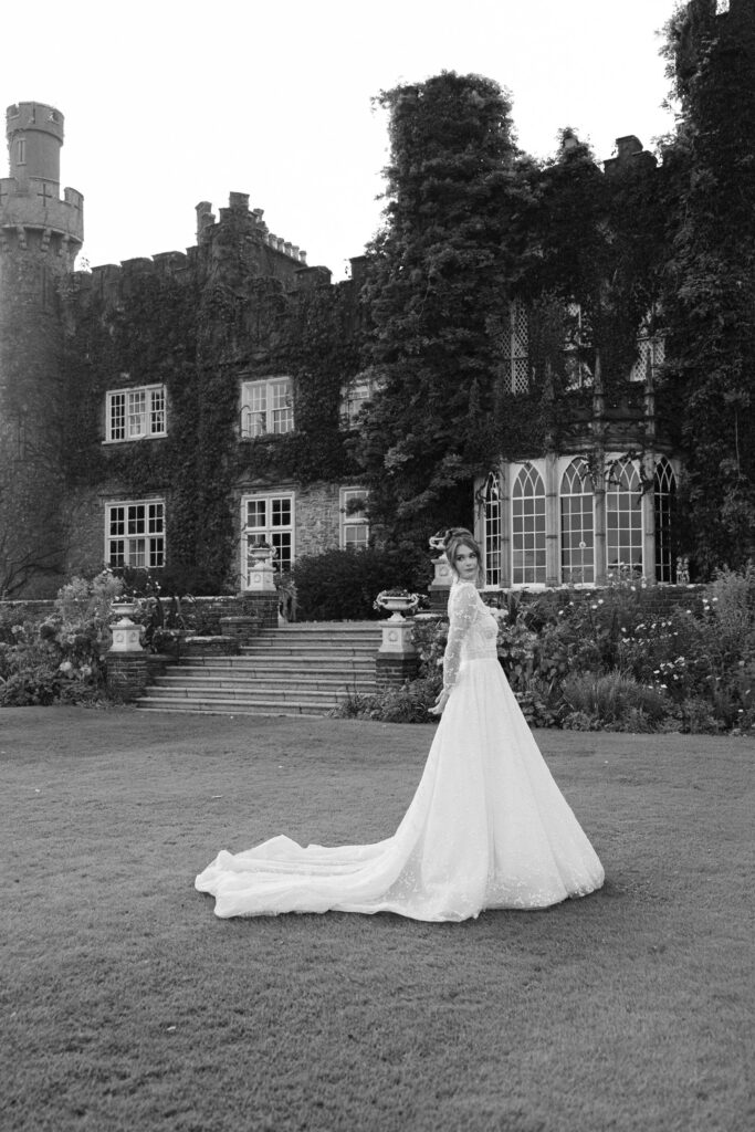 Editorial bridal portraits at the rear of Luttrellstown Castle, Dublin Ireland