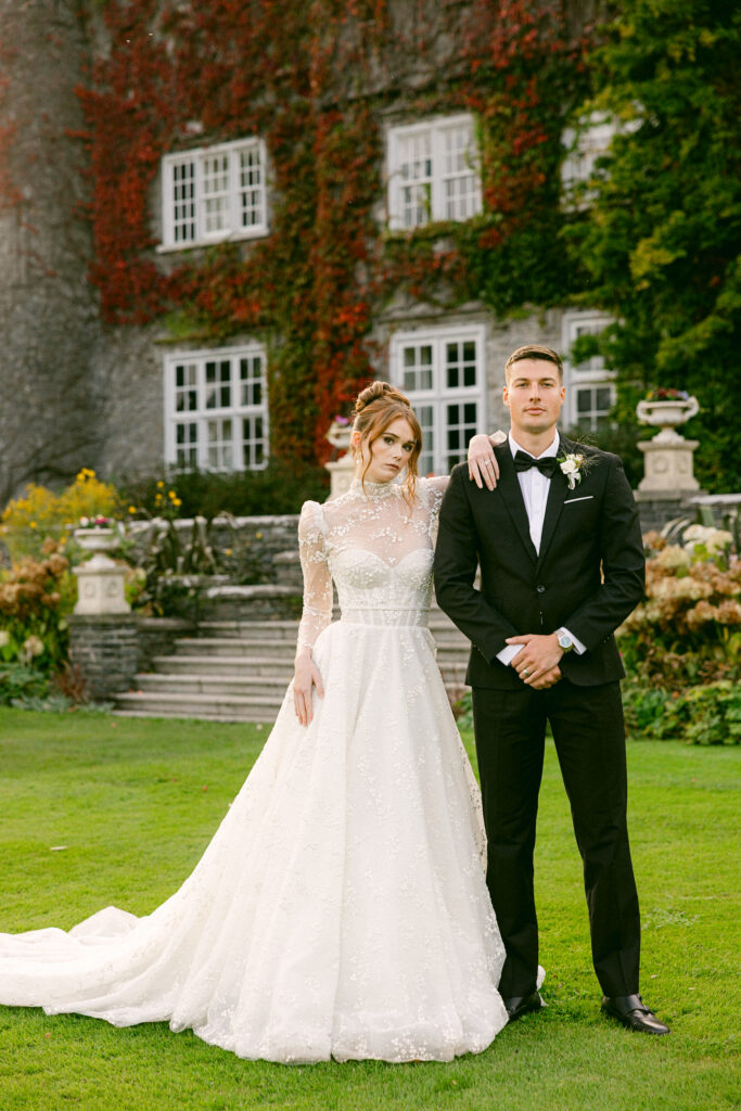 Editorial bridal portraits at the rear of Luttrellstown Castle, Dublin Ireland