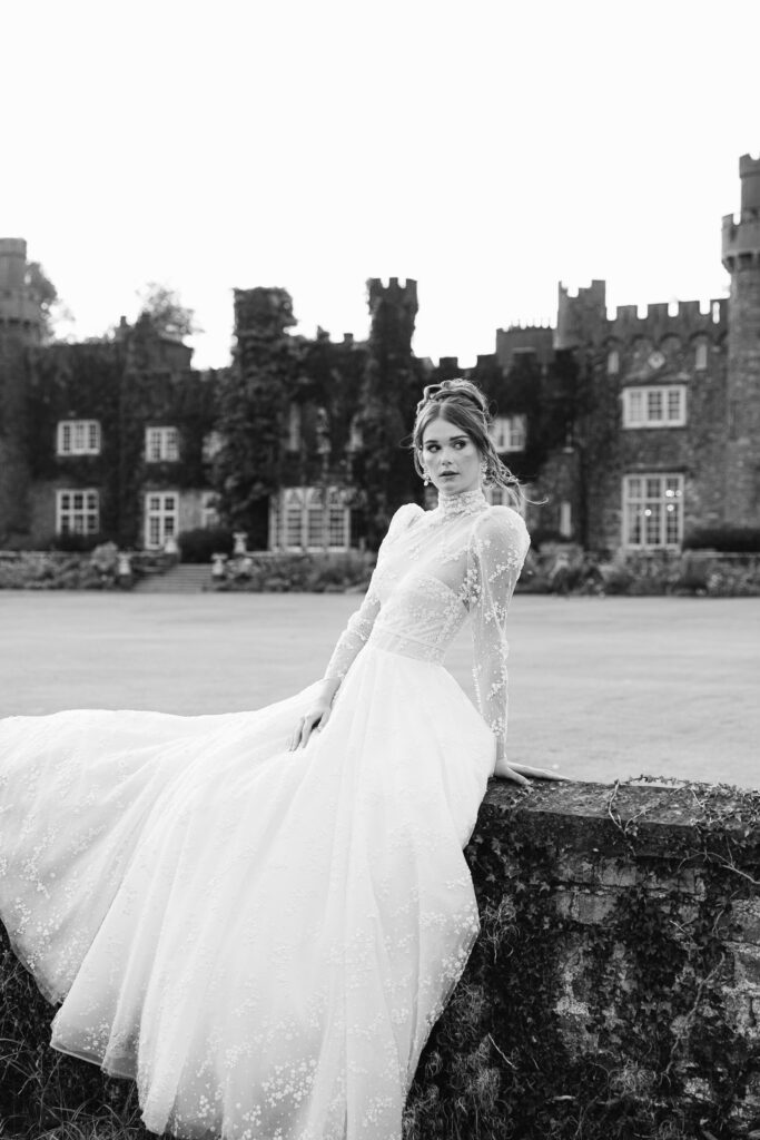 Editorial bridal portraits at the rear of Luttrellstown Castle, Dublin Ireland
