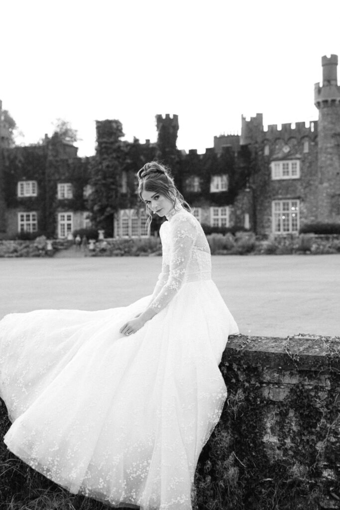 Editorial bridal portraits at the rear of Luttrellstown Castle, Dublin Ireland