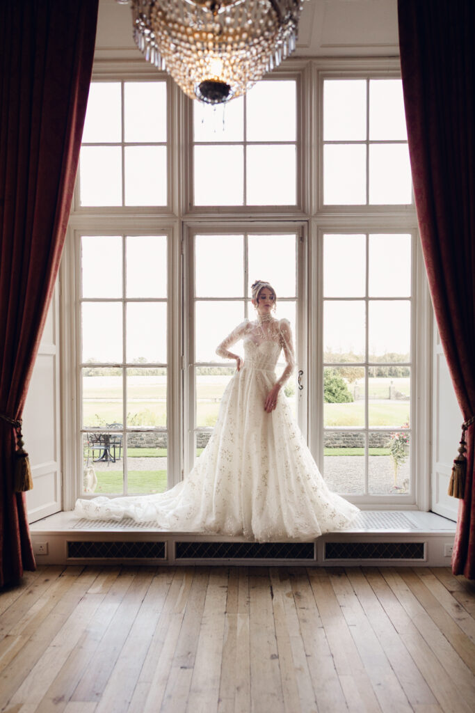 Editorial bridal portraits at the rear of Luttrellstown Castle, Dublin Ireland